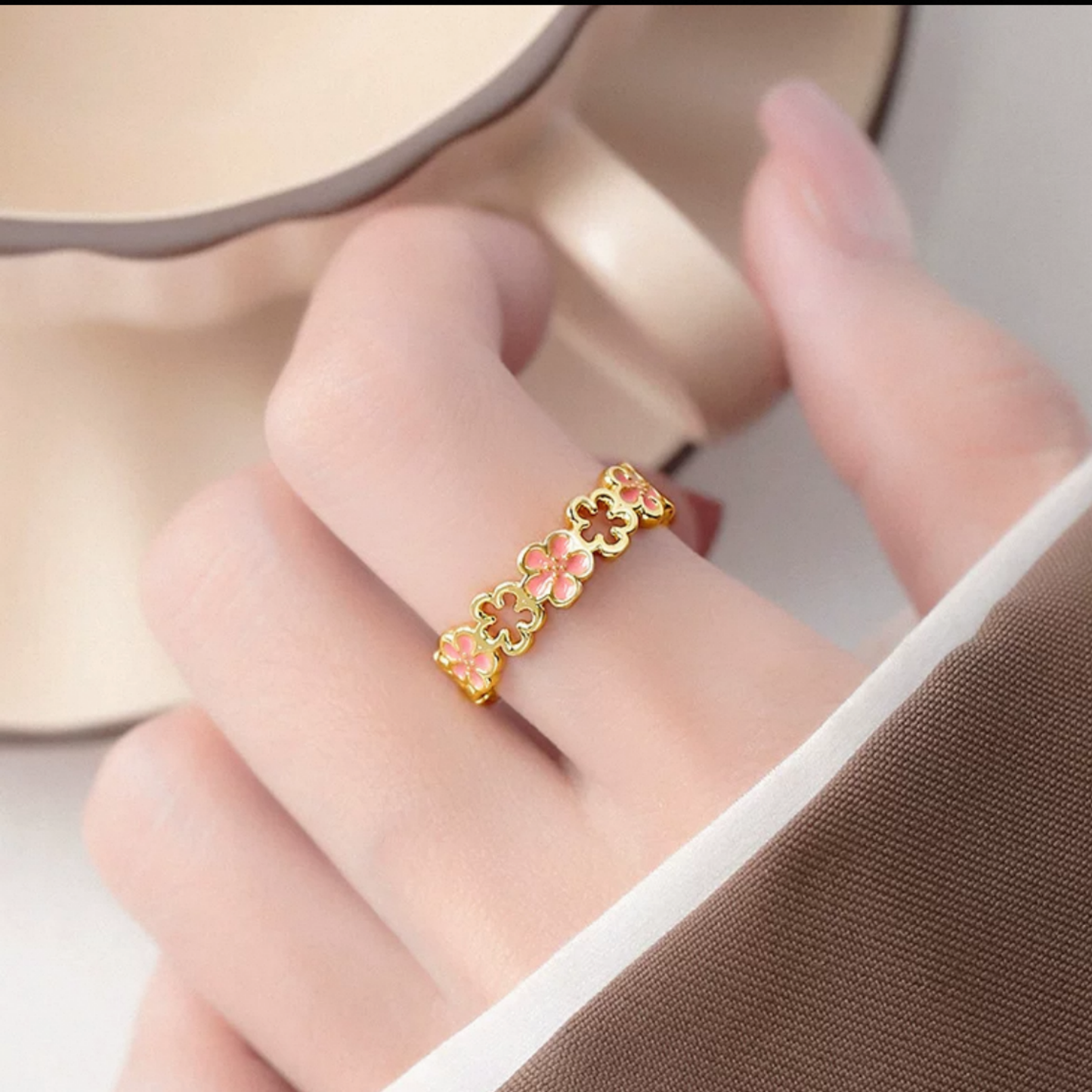 JR92 Gold-Plated 925 Silver Adjustable Ring