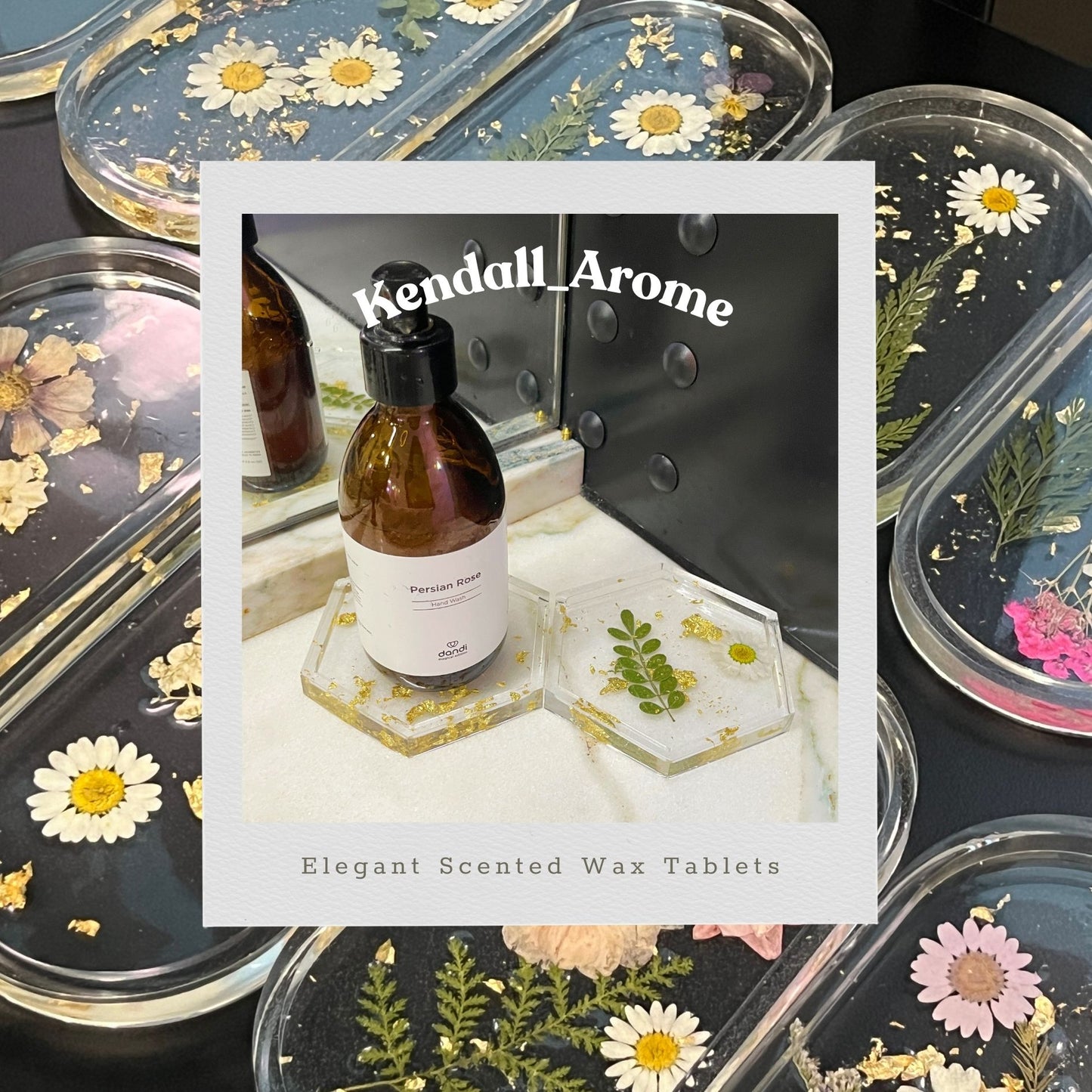 Elegant Hand-Pressed Flower Functional Trays - Hexagon shape