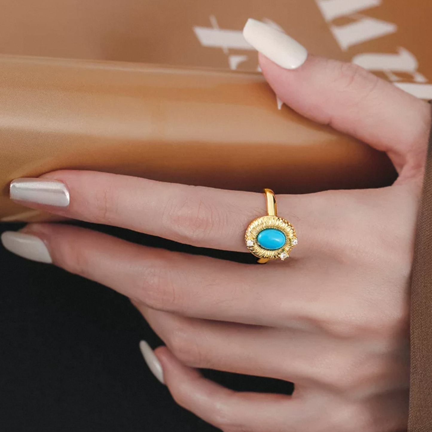 JR91 Gold-Plated 925 Silver Adjustable Ring