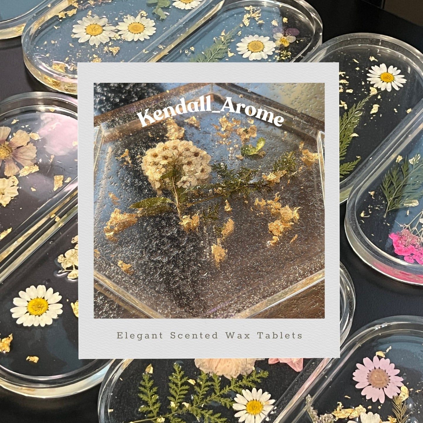 Elegant Hand-Pressed Flower Functional Trays - Hexagon shape