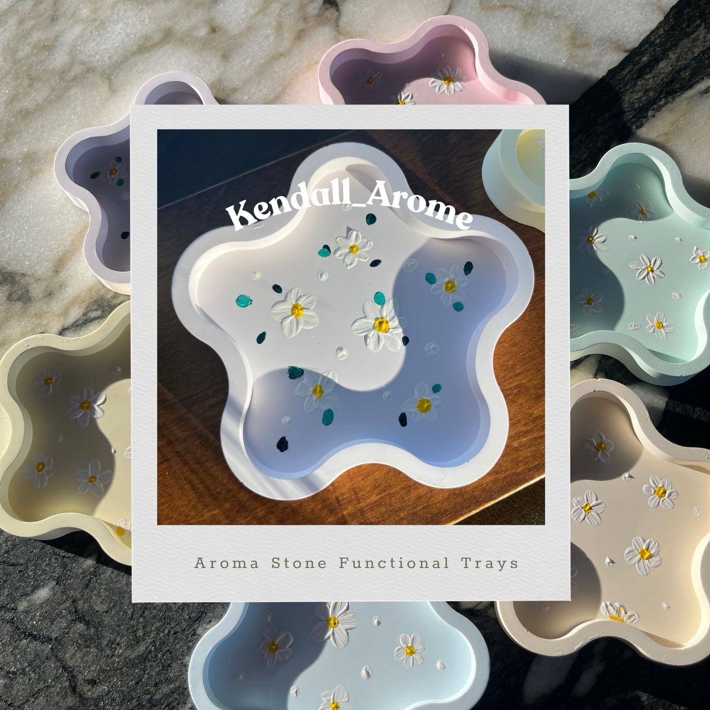 Handmade Aroma Stone Functional Trays - Flower shape