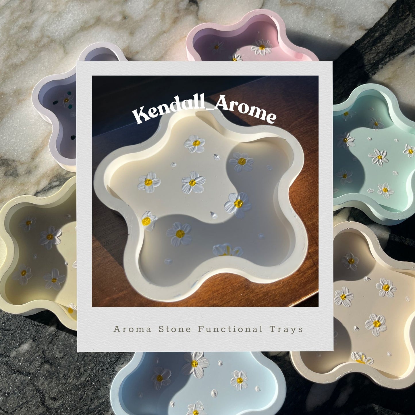 Handmade Aroma Stone Functional Trays - Flower shape