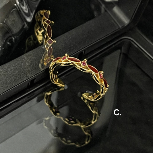 Cute Gold-Plated Adjustable Rings Collection - B