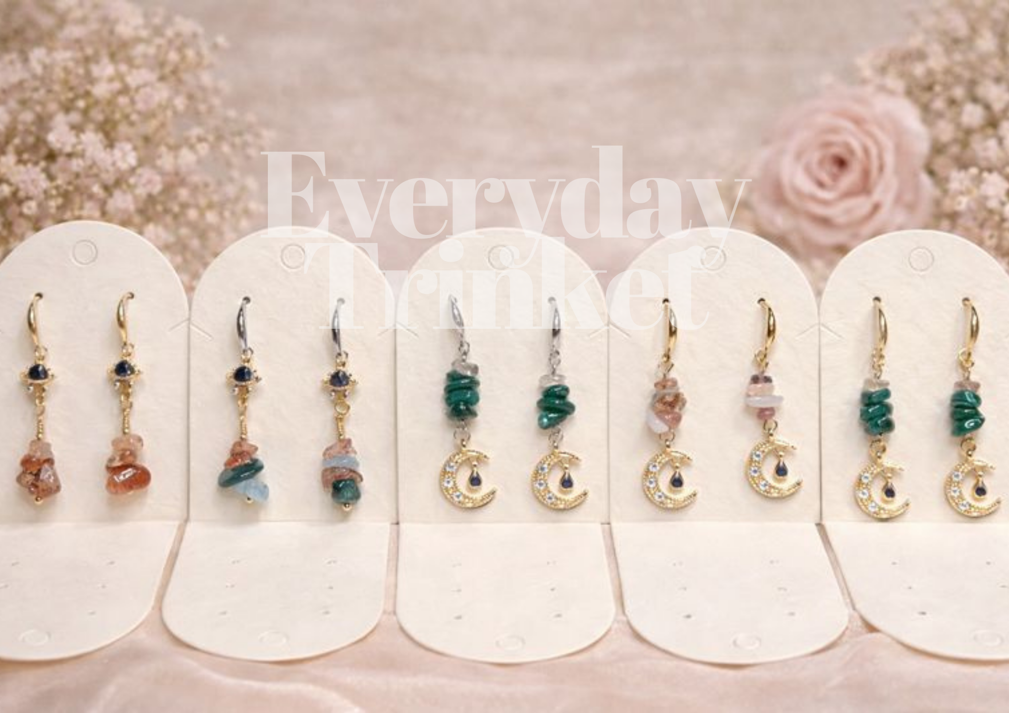 Moon & Gemstones Earrings by Everyday Trinket