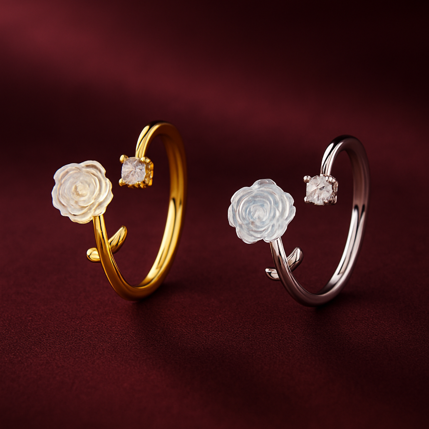 JR208 - Gold Plated and 925 Silver Adjustable Ring (2 color)