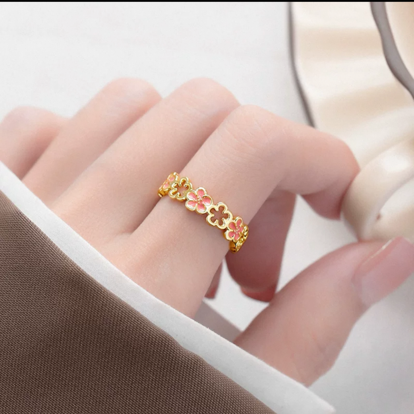 JR92 Gold-Plated 925 Silver Adjustable Ring