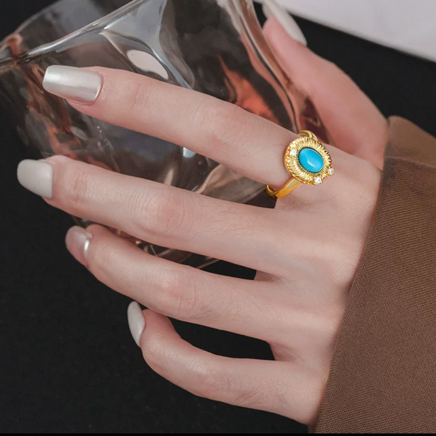 JR91 Gold-Plated 925 Silver Adjustable Ring