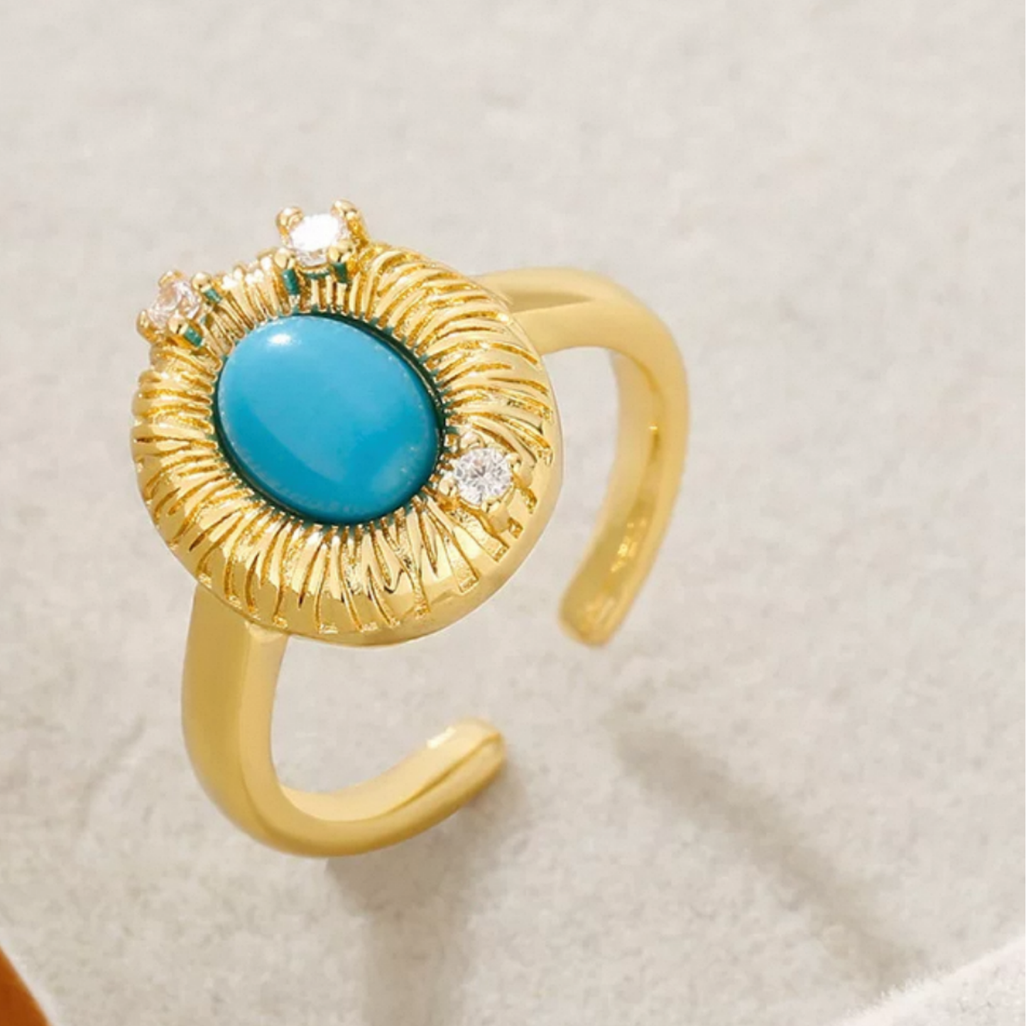 JR91 Gold-Plated 925 Silver Adjustable Ring