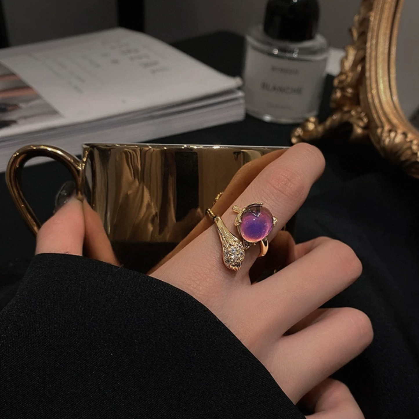 JR94 - Gold-Plated 925 Silver Adjustable Ring