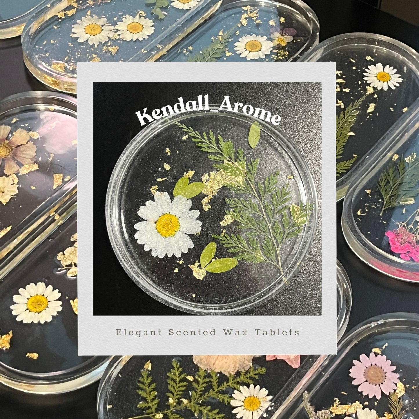 Elegant Hand-Pressed Flower Functional Trays - Round shape