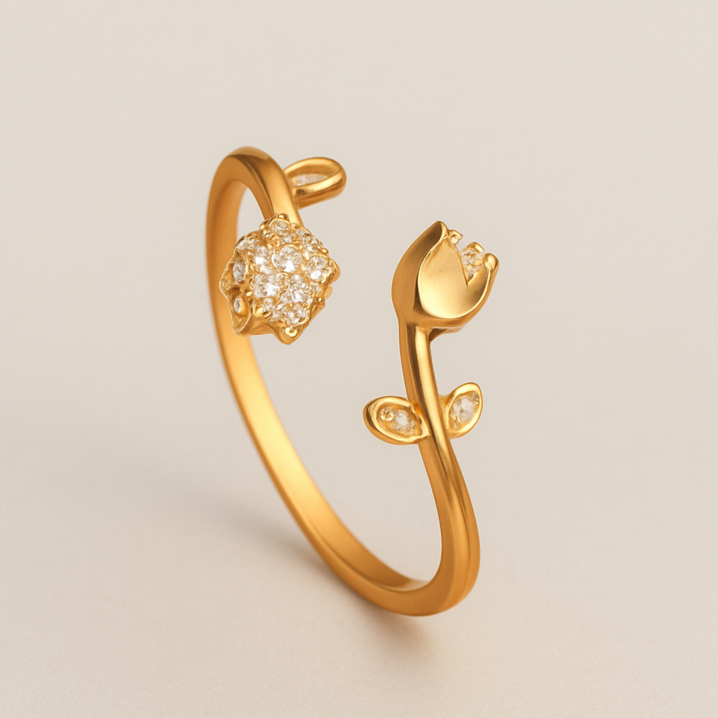 JR308 Gold-Plated Adjustable Ring