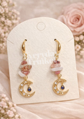 Moon & Gemstones Earring - Pink