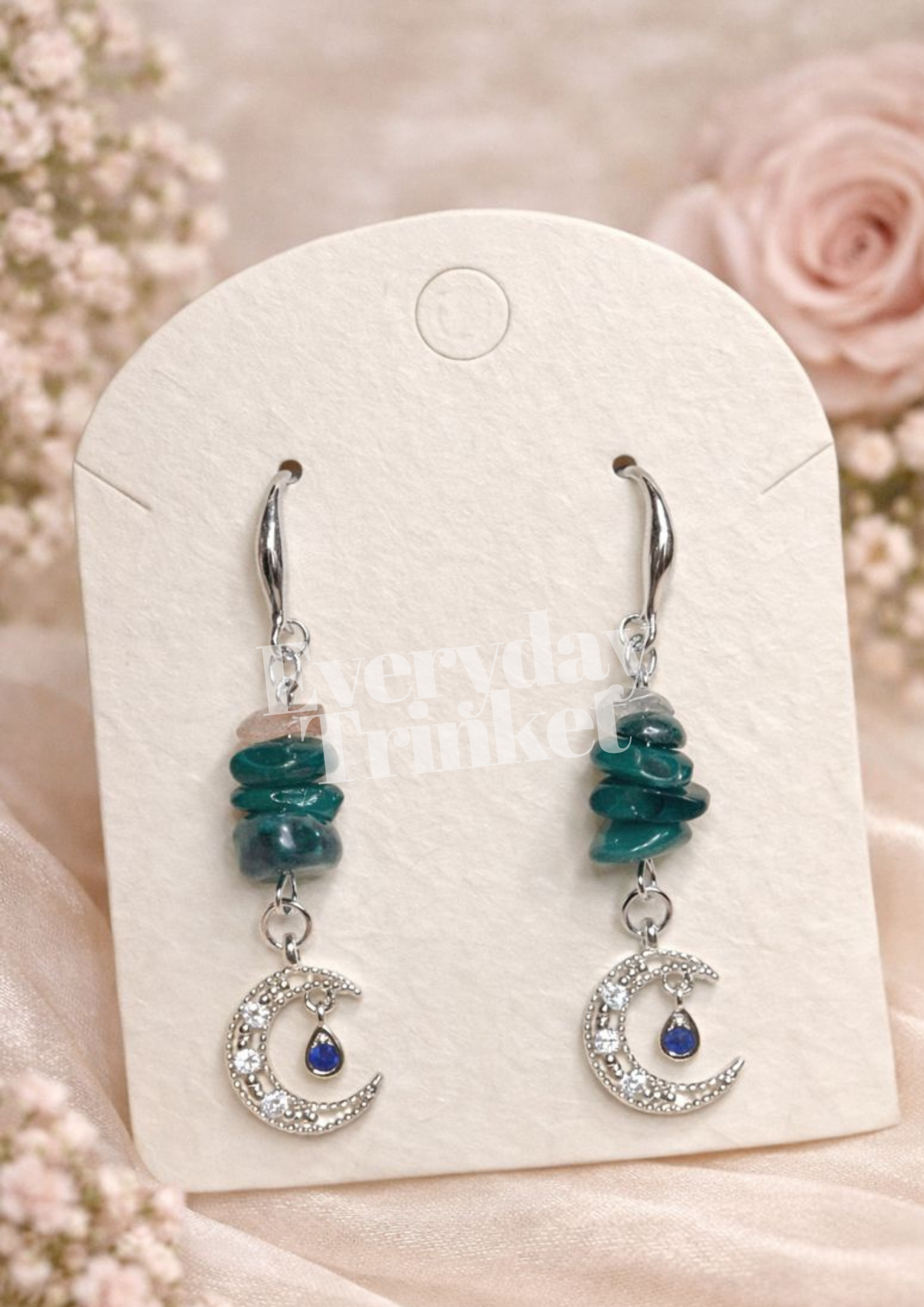 Moon & Gemstones Earring - Green