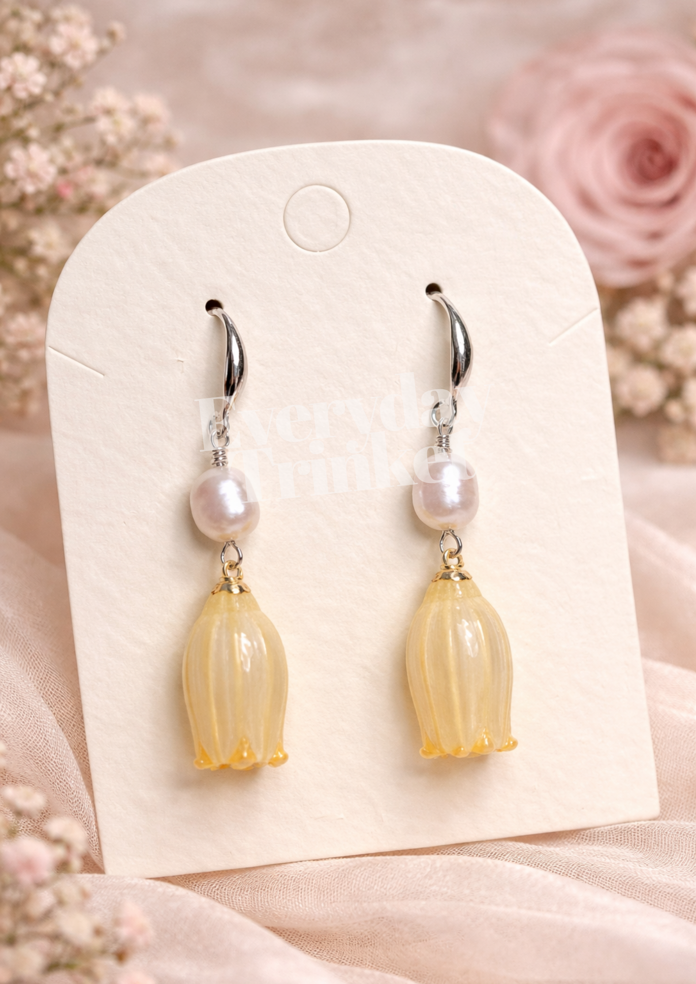 Yellow Bellflower & Peal Earring