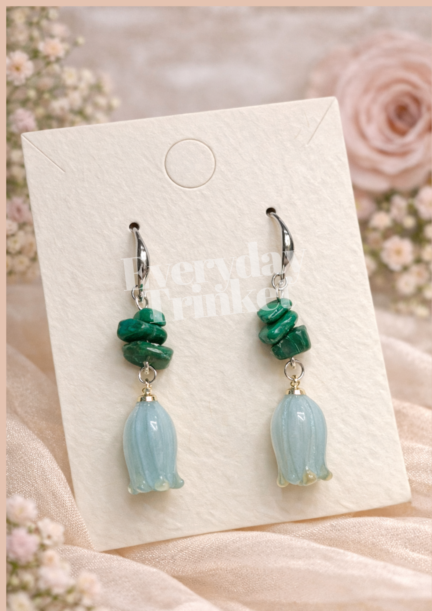 White Bellflower & Gemstones Earring