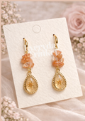 Botanical Dewdrop & gemstone Earrings - Yellow